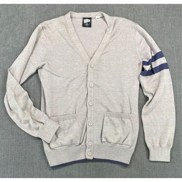 Preppy Varsity Stripe Cardigan BDG Women S Gray Button Up Collegiate Knit - Picture 1 of 10